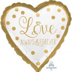 Folienballon Herz Love Always & Forever Gold Wedding